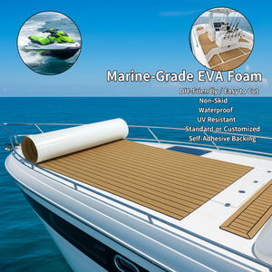 Suelo Náutico de Espuma EVA Ranurada Cuadrada Moderna Personalizada, Imitación <span class=keywords><strong>Madera</strong></span> de Teca, Autoadhesivo, Sistema de Clic, <span class=keywords><strong>para</strong></span> Yates y Embarcaciones - Product Image 2