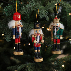Ensemble de décorations de Noël vintage en bois, soldats casse-noisettes, poupées suspendues pour la décoration de l'arbre de Noël, pour les cadeaux de Noël - Product Image 1