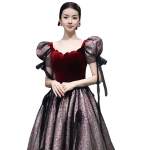 Elegant Ball Gown Long Dress Sweetheart Neckline Empire Waist Red Black Contrast Color Performance Evening Wear - Product Image 5