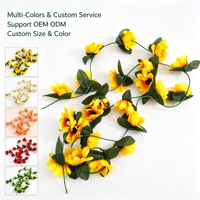 Guirlande florale artificielle en soie, vigne de tournesol pour décoration d'arche de mariage, ornement mural et plafond pour la maison