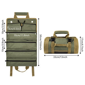 16 Inch Heavy-Duty <strong>Tool</strong> <strong>Roll</strong> with 6 Zippered Pockets, 30KG Capacity Carry Bag for Electrician Carpenter Woodworking Repair <strong>Tools</strong> - Product Image 1