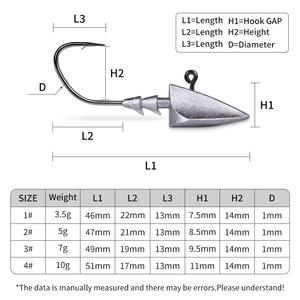 Hameçon plombé Yiwu 3,5g pour la pêche au bar, avec pointe barbelée, idéal pour les rivières d'eau douce - Product Image 3