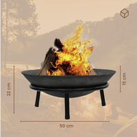 Tungku Api Arang Bulat Modern dari Besi Hitam Berlapis Porselen Enamel untuk Luar Ruangan dengan Remote Control untuk Teras & Taman