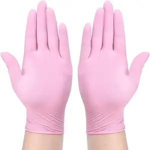 丁腈涂层手套9英寸理发店美容粉色手套定制盒无粉黑色丁腈手套