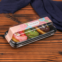 Boîte d'emballage pour beignets de petite taille, très vendue, remplie de pain au chocolat à la fraise, boîte d'emballage jetable transparente