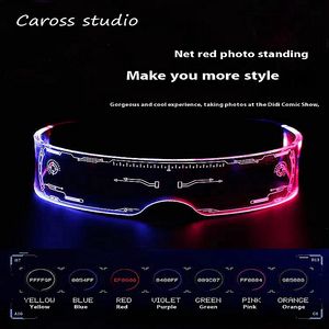 Rhchshining Moda Bar Fiesta Baile Gafas LED Cyberpunk Led Gafas de sol Light up Visor Tecnología Gafas futuristas - Product Image 5