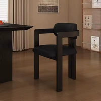 Chaises de salle à manger en bois massif noir, style mid-century moderne, pour usage domestique, avec dossier, inspirées des designers, chaises rétro pour le thé