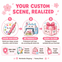 Autocollants de scène miniature 3D multicouche personnalisés, style Kawaii, mignons, thème Sakura, fleurs de cerisier roses, style japonais