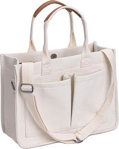 Grand sac fourre-tout en toile pour femme, idéal pour un usage quotidien, sac à bandoulière pratique pour ordinateur portable avec poches pour le travail, la plage ou la salle de sport - Product Image 1