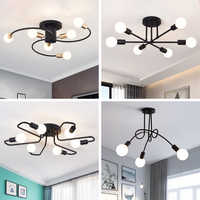 Décoration d'Intérieur Moderne Lustre en Fer Multi-Têtes Blanc Noir Or Douille E27 Plafonnier pour Salon et Magasin de Vêtements