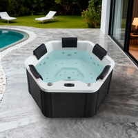 Jacuzzi de jardin haut de gamme, spa pour 4 à 6 personnes, bain à remous en acrylique avec éclairage d'ambiance et système de filtration pour projets hôteliers