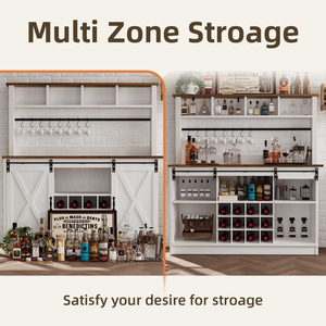 Coffee Bar Cabinet, Wine with Racks, Hutch Storage Cabinet Sliding Barn Doors for <b>Kitchen</b> Dining Living Room - Product Image 3