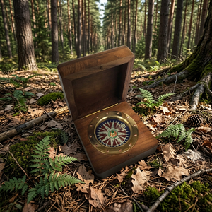 Vintage Brass Compass with Wooden Case <b>Mirror</b> Navigation Tool for Hiking <b>Camping</b> Desk Decor Custom Logo - Product Image 5