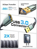 LISEN Yüksek Hızlı USB 3.0 Uzatma Kablosu 5Gbps Veri Uzatıcı Kablosu Erkek - Dişi Flash Bellek, Sabit Disk, Yazıcı için