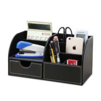 Ensemble de bureau en cuir PU haut de gamme, organiseur d'accessoires de bureau, porte-cartes de visite, porte-stylos, porte-crayons, porte-téléphone portable, boîte de rangement pour fournitures de bureau