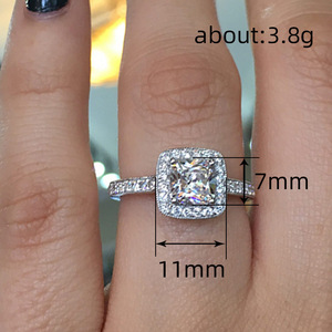 Bague en diamant taille princesse Q509, or blanc, couleur G naturelle, bijoux de fiançailles pour femmes - Product Image 3