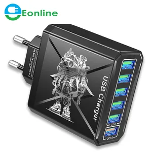 Eonline 3D 3.1A 6 Cổng USB Sạc Du Lịch Nhanh Phí Điện Thoại Hàn Quốc Cắm Qc3.0 Nhanh Chóng Sạc Adapter Đối Với iPhone Samsung 6in1 Char