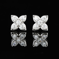 Modische Hip-Hop Vierblättrige Ohrstecker Neues Design Funkelnde 925 Sterling Silber Blumen-Schmuck VVS D Moissanit-Ohrringe