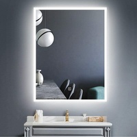 Dekorasi Rumah Aluminium cermin LED persegi panjang Oval dan bulat cermin dinding kamar mandi dengan bingkai besi ketebalan 4mm 5mm untuk Hotel