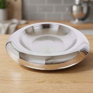 Assiette de service ronde en acier inoxydable, design minimaliste poli, compatible lave-vaisselle, vaisselle et assiettes en métal - Product Image 3