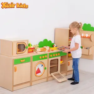 Xiair बच्चों बच्चों शीर्ष गुणवत्ता वाले बच्चों के लिए खेलने लकड़ी के रसोई रसोई सेट बच्चों नाटक भूमिका खेलने रसोई खिलौना सेट