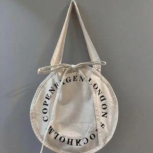 Sac fourre-tout en toile de coton Tian-YL en gros, forme ronde, durable, tissu lourd de 16 oz, logo personnalisé, fermeture éclair, fermeture à l'épaule, moyen - Product Image 1