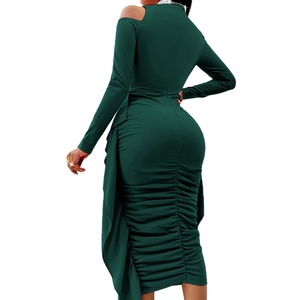 Vestidos Midi de Punto Personalizados al por Mayor, OEM, de Alta Calidad, Casuales, Sexys, de Manga Larga, con Silueta Ajustada para Mujer - Product Image 3