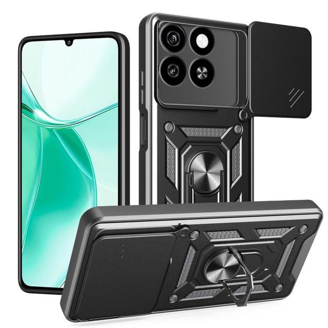 For ZTE Blade A35 4G / A55 4G Case, Sliding Camera Cover Design TPU Hybrid PC Shockproof Protective Mobile Phone Case