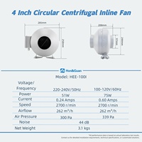 Ventilateur centrifuge en ligne à haute pression statique, moteur à rotor externe de 100 mm, roulements NSK, équilibrage G2.5, IP44, pour conduits longs