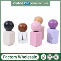 Tapas de Madera Sólida Premium Personalizadas para Botellas de Esmalte de Uñas, Envases Cosméticos de Vidrio Vacíos con Barniz Ecológico