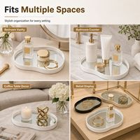 Plateau de vanité décoratif miroir avec bordure métallique surélevée pour l'affichage de parfums, cosmétiques, bijoux et la décoration intérieure – Vente en gros