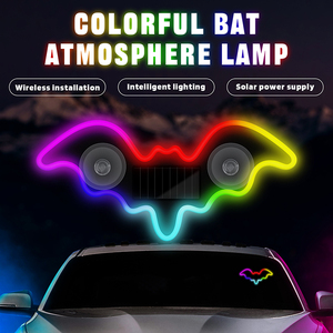 Luces LED Triangulares para Ventana de Coche, Alimentadas por Energía <span class=keywords><strong>Solar</strong></span>, Sin Cables, Luces Ambientales de Neón Inalámbricas para el Pilar C, Decoración <span class=keywords><strong>Interior</strong></span> - Product Image 1