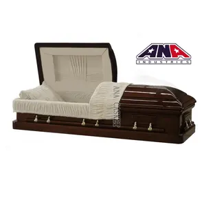 آنا معدات الجنازة تصميم جديد جنازة الأسود الماهوجني خشبي تابوت خشبي النعش