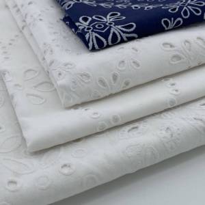 MQ Best Price Textile Cloth White Grid <strong>Sunflower</strong> <strong>Embroidered</strong> Woven Cotton Voile Eyelet Dot Wedding Fabric Women Dresses - Product Image 5
