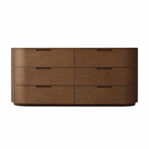 <span class=keywords><strong>Commode</strong></span> moderne <span class=keywords><strong>de</strong></span> luxe en <span class=keywords><strong>noyer</strong></span> courbé à 6 tiroirs avec poignées encastrées pour chambre principale ou projet <span class=keywords><strong>de</strong></span> villa - Product Image 1