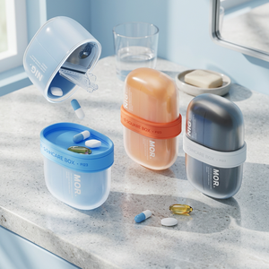 Organisateur de pilules hebdomadaire, grande boîte à pilules en plastique avec 4 compartiments, matériau PC+PP+Silicone - Product Image 3
