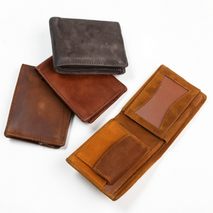 Cartera de Cuero Genuino para Hombre, Delgada, Bifold, con Bloqueo RFID, Bolsillo Corto, Estilo Vintage, Color Marrón - Product Image 1