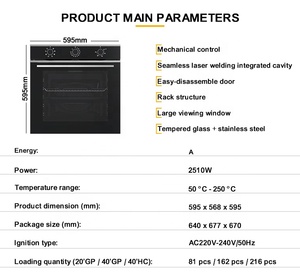 Household Appliances Factory 8 Functions Ovens 74L Multifunction 60cm Large Capacity Built-in Wall Oven - Product Image 4