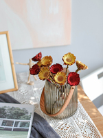Bouquet de fleurs séchées de luxe avec base - Petite taille, longue durée (3-5 ans), pour la fête des Mères et la remise des diplômes, décoration de bureau et de plantes