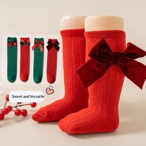 Nouvelles chaussettes <span class=keywords><strong>de</strong></span> Noël pour enfants, chaussettes hautes en coton avec nœud style princesse pour bébés, <span class=keywords><strong>de</strong></span> 6 <span class=keywords><strong>mois</strong></span> à <span class=keywords><strong>15</strong></span> ans, cadeaux <span class=keywords><strong>de</strong></span> Noël - Product Image 2