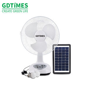 Ventilador Solar GDTIMES con Panel de 12 Pulgadas, Recargable CA/CC, Dos Velocidades, Ventilador de Mesa con Puerto USB y Burbujas - Product Image 1
