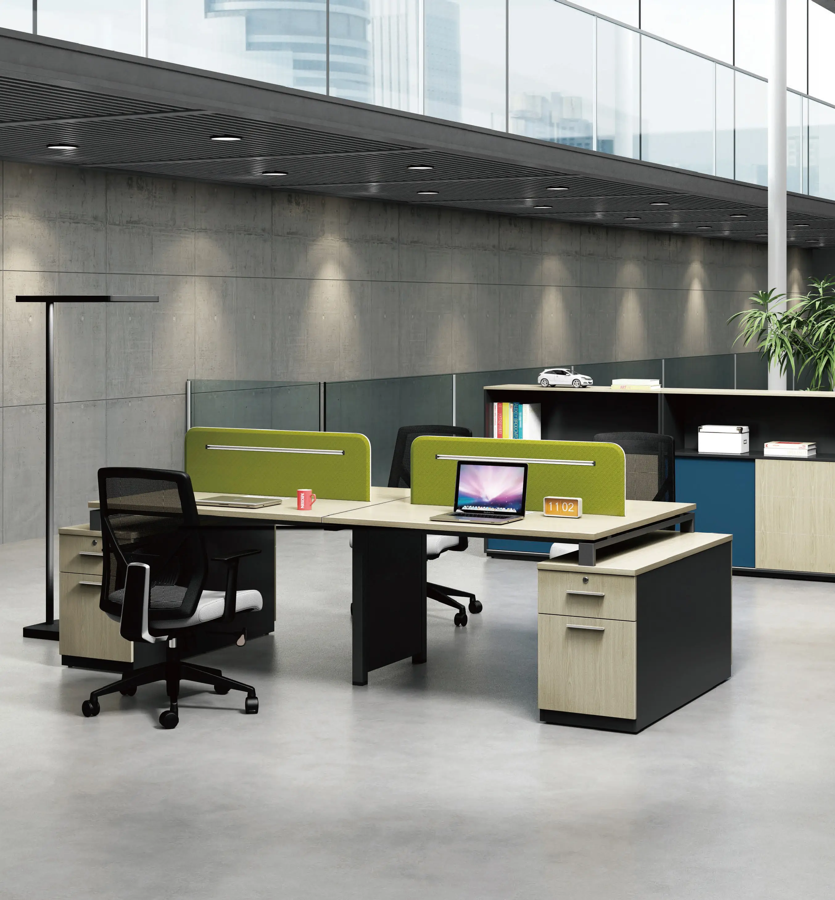 Rumah kantor Modern 3 4 tempat duduk sistem kerja desain CEO meja kerja