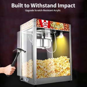 Nueva Máquina Comercial de Palomitas de Maíz de Acero Inoxidable con Triple Interruptor Independiente, Calentamiento, Agitación y Luz, 1250W - Product Image 2