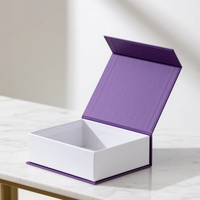 Boîtes cadeaux magnétiques violettes imprimées sur mesure en gros avec logo personnalisé et intérieur blanc pour cadeaux de luxe et utilisation cosmétique