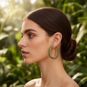 Pendientes de Aro de Cristal, Chapados en Oro, Acero Inoxidable 316L, Piedras Verdes, Joyería de Moda para Mujer - Product Image 3
