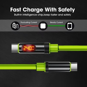 USB avec alimentation PD 240W  <span class=keywords><strong>C</strong></span>âble USB-<span class=keywords><strong>C</strong></span> avec affichage LED, charge rapide et synchronisation des données haute vitesse pour ordinateur portable, téléphone, tablette, utilisation en voyage - Product Image 2