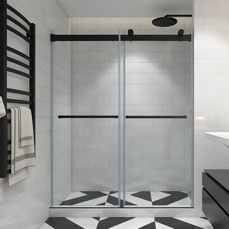 Seawin bathroom luxury glass shower room glass panel sliding shower door black hardware shower cabine