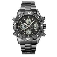 Nantrive — montre bracelet électronique pour hommes, double mouvement, bracelet multifonction en acier inoxydable, lumineux, étanche