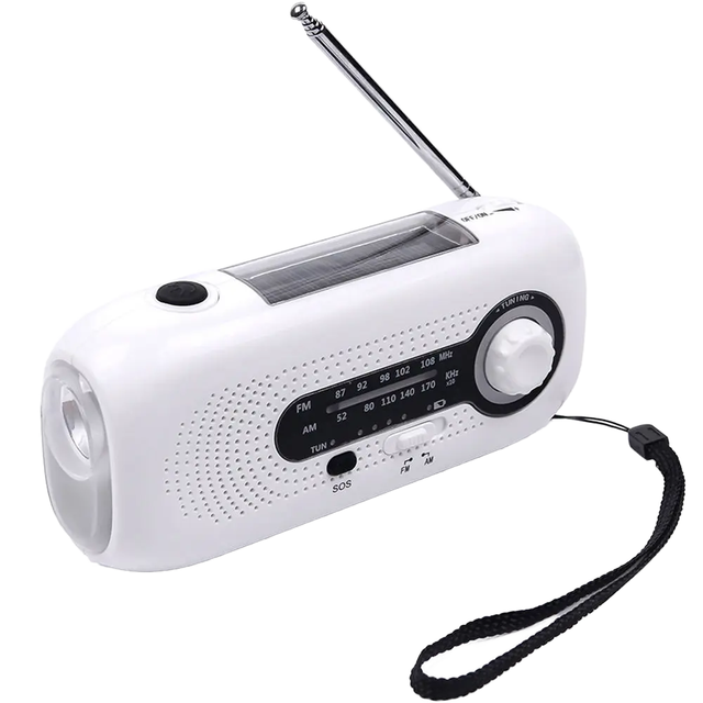 Portable 2000mAh Mini Emergency Radio with Solar & Hand Crank Feature AM/FM/NOAA Reception Speaker & Camping Flashlight