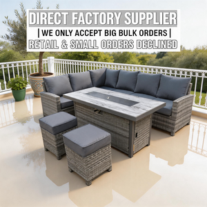 Factory Wholesale <b>7</b> Piece Rattan <b>Fire</b> Pit Dining Set: Modular Furniture for Commercial Outdoor Living - OEM - Product Image 2